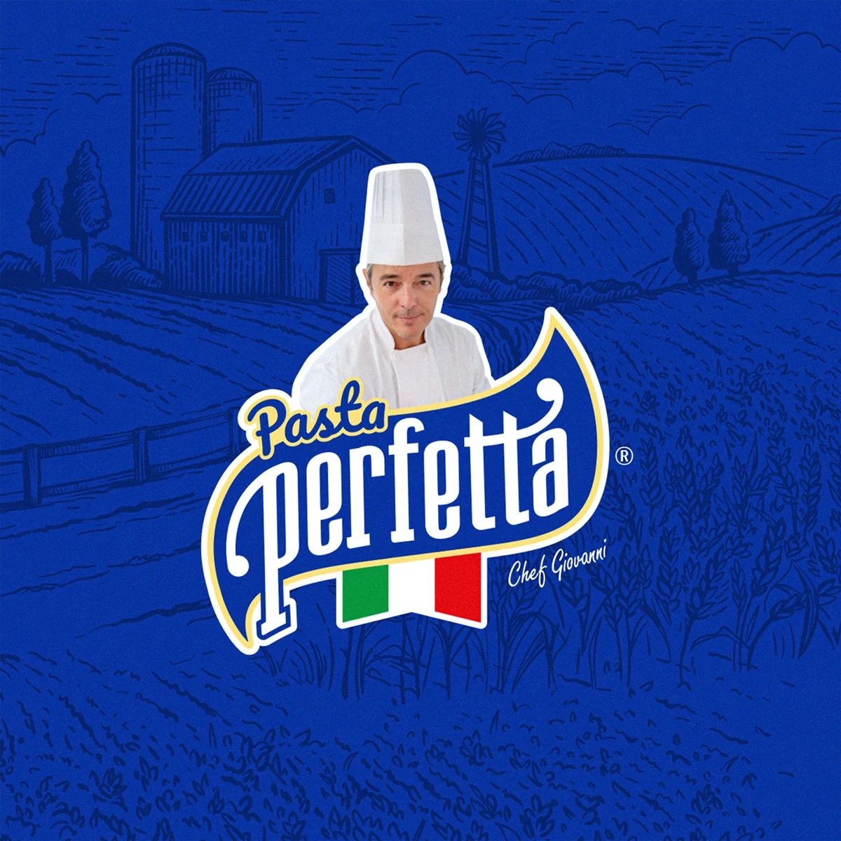 Aplicación del sistema de marca Pasta Perfetta en spaghetti.